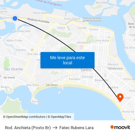 Rod. Anchieta (Posto Br) to Fatec Rubens Lara map
