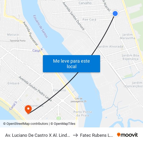 Av. Luciano De Castro X Al. Lindoia to Fatec Rubens Lara map