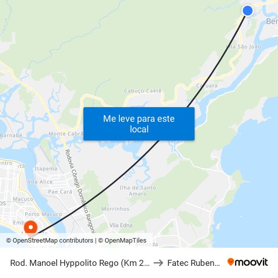 Rod. Manoel Hyppolito Rego (Km 226+500m) to Fatec Rubens Lara map