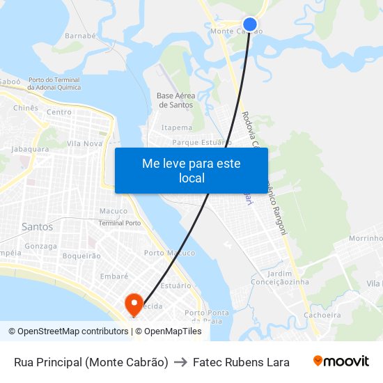 Rua Principal (Monte Cabrão) to Fatec Rubens Lara map
