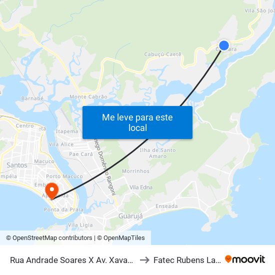 Rua Andrade Soares X Av. Xavante to Fatec Rubens Lara map