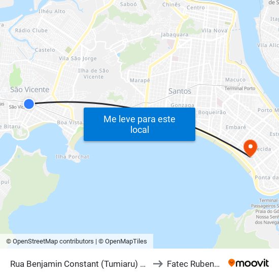 Rua Benjamin Constant (Tumiaru) Municipais to Fatec Rubens Lara map