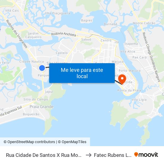 Rua Cidade De Santos X Rua Montese to Fatec Rubens Lara map