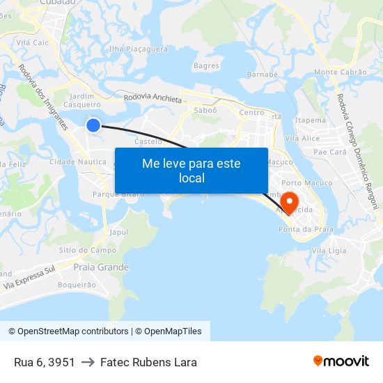 Rua 6, 3951 to Fatec Rubens Lara map