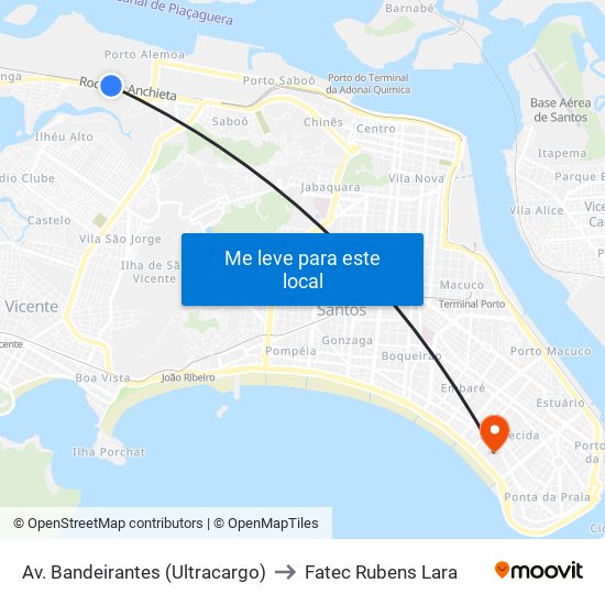 Av. Bandeirantes (Ultracargo) to Fatec Rubens Lara map