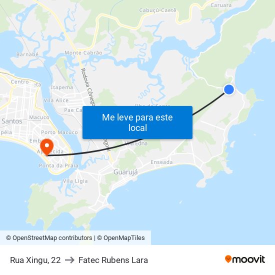 Rua Xingu, 22 to Fatec Rubens Lara map