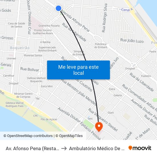 Av. Afonso Pena (Restaurante Kyoto) to Ambulatório Médico De Especialidades map
