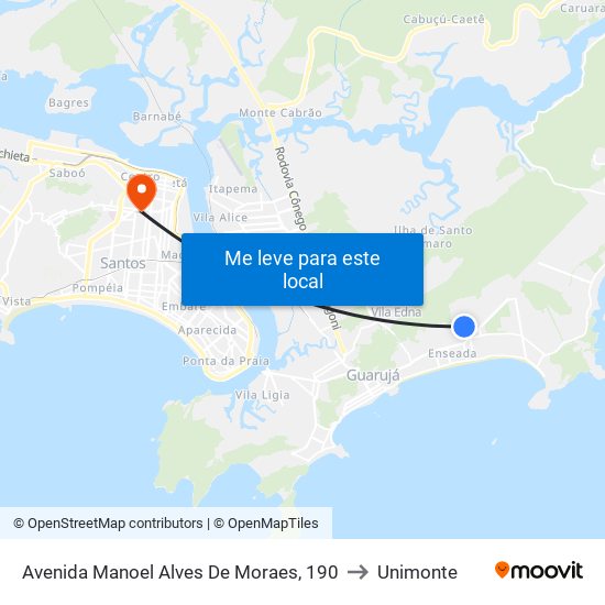 Avenida Manoel Alves De Moraes, 190 to Unimonte map