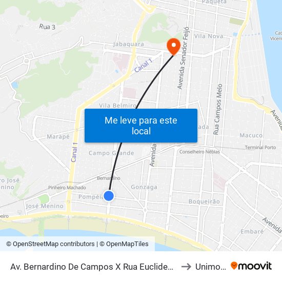 Av. Bernardino De Campos X Rua Euclides Da Cunha to Unimonte map