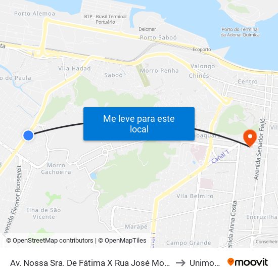 Av. Nossa Sra. De Fátima X Rua José Monteiro to Unimonte map