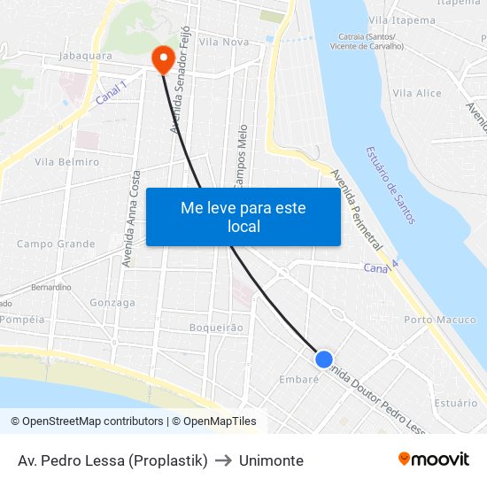 Av. Pedro Lessa (Proplastik) to Unimonte map