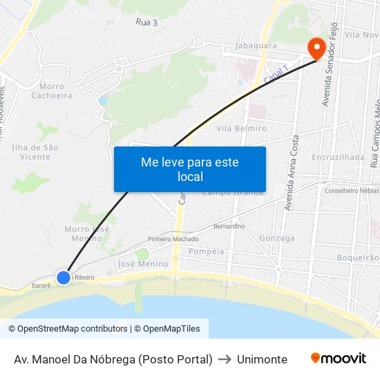 Av. Manoel Da Nóbrega (Posto Portal) to Unimonte map