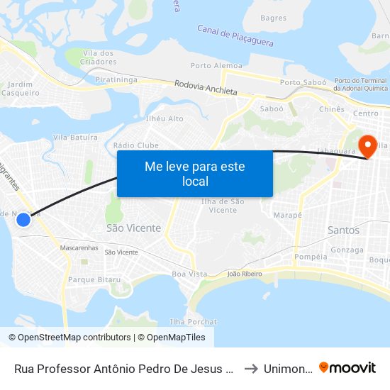 Rua Professor Antônio Pedro De Jesus 473 to Unimonte map