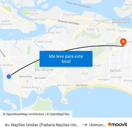 Av. Nações Unidas (Padaria Nações Unidas) to Unimonte map