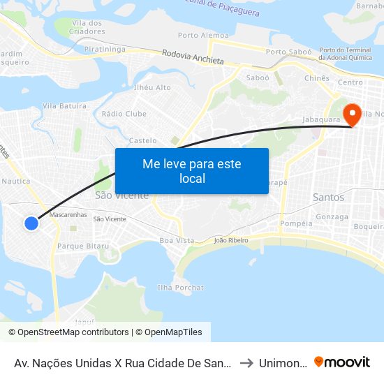 Av. Nações Unidas X Rua Cidade De Santos to Unimonte map