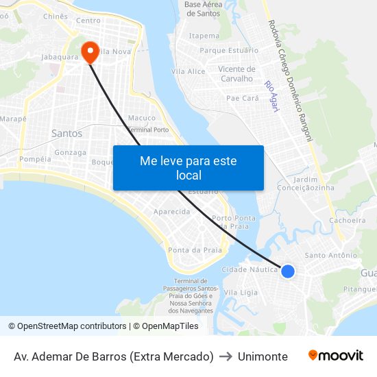 Av. Ademar De Barros (Extra Mercado) to Unimonte map