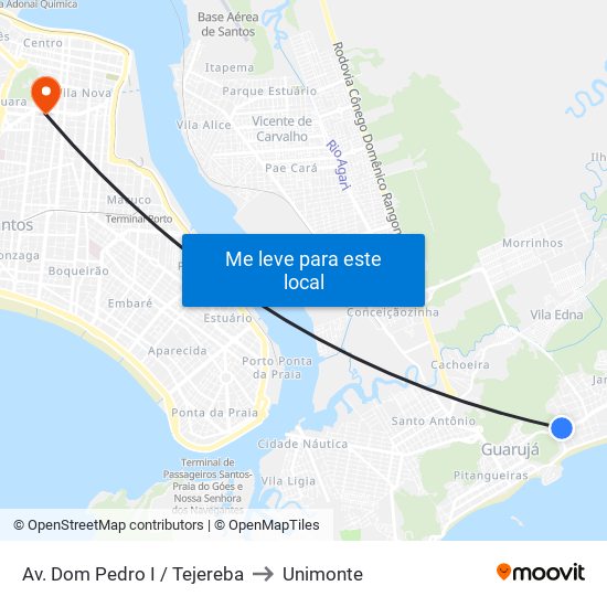 Av. Dom Pedro I / Tejereba to Unimonte map