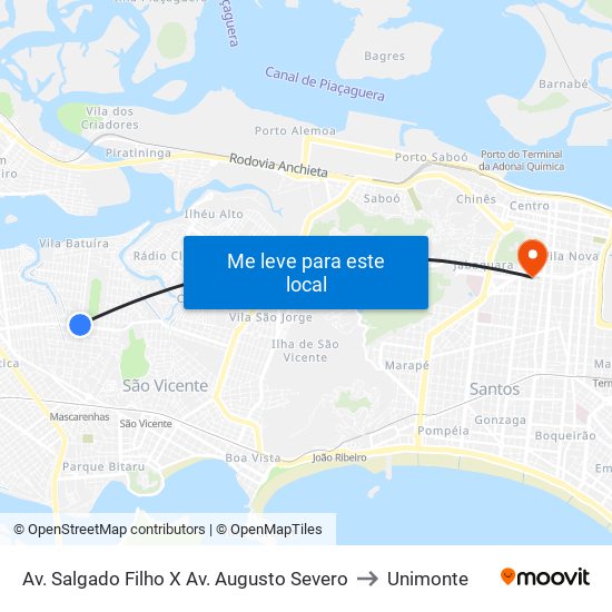 Av. Salgado Filho X Av. Augusto Severo to Unimonte map