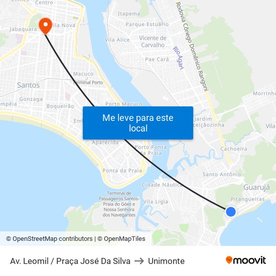 Av. Leomil / Praça José Da Silva to Unimonte map