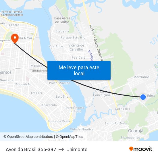 Avenida Brasil 355-397 to Unimonte map