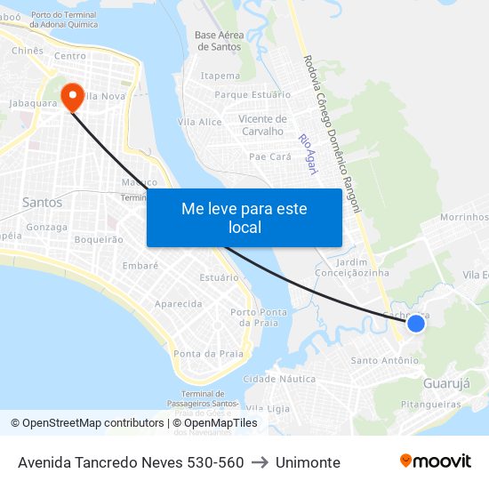 Avenida Tancredo Neves 530-560 to Unimonte map