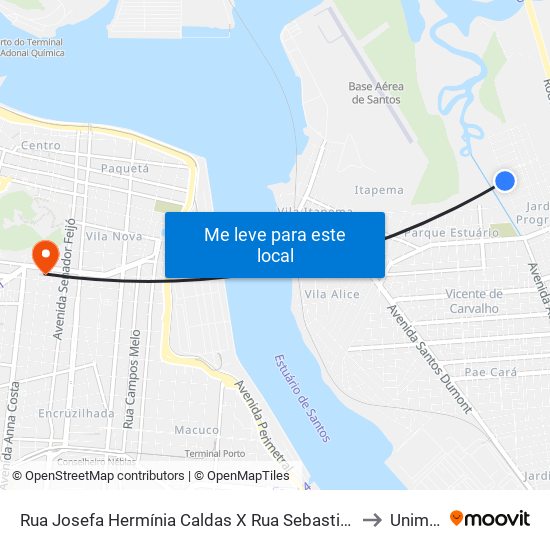 Rua Josefa Hermínia Caldas X Rua Sebastião De Souza Soares to Unimonte map