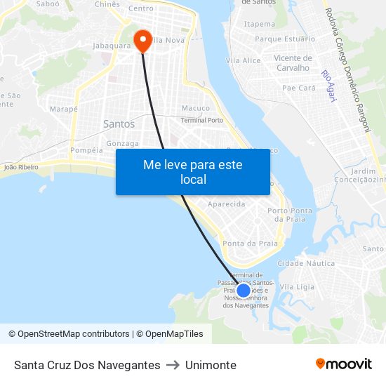 Santa Cruz Dos Navegantes to Unimonte map