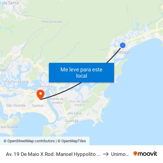Av. 19 De Maio X Rod. Manoel Hyppolito Rego to Unimonte map
