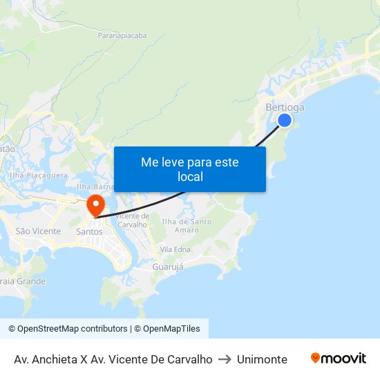 Av. Anchieta X Av. Vicente De Carvalho to Unimonte map