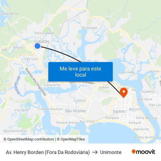 Av. Henry Borden (Fora Da Rodoviária) to Unimonte map