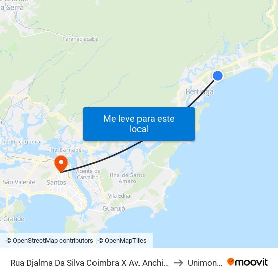 Rua Djalma Da Silva Coimbra X Av. Anchieta to Unimonte map