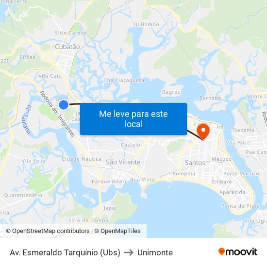 Av. Esmeraldo Tarquínio (Ubs) to Unimonte map