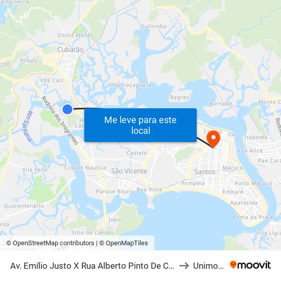 Av. Emílio Justo X Rua Alberto Pinto De Carvalho to Unimonte map