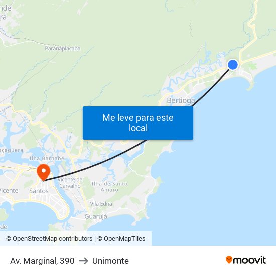 Av. Marginal, 390 to Unimonte map