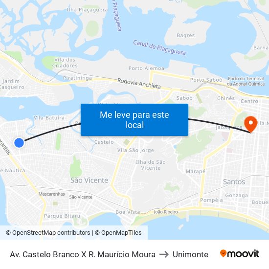 Av. Castelo Branco X R. Maurício Moura to Unimonte map
