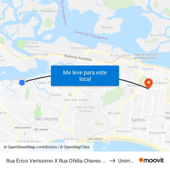 Rua Érico Veríssimo X Rua Ofélia Chaves De Meireles to Unimonte map