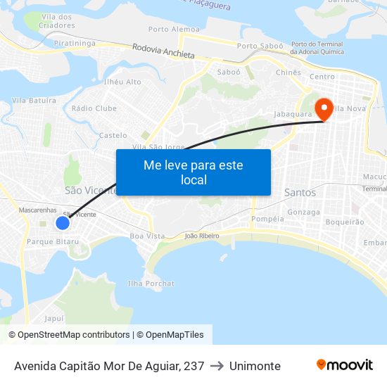 Avenida Capitão Mor De Aguiar, 237 to Unimonte map