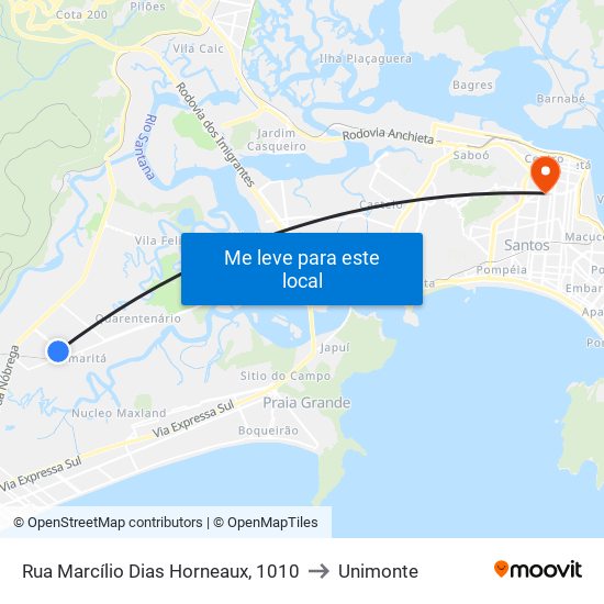 Rua Marcílio Dias Horneaux, 1010 to Unimonte map