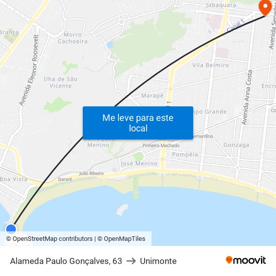 Alameda Paulo Gonçalves, 63 to Unimonte map