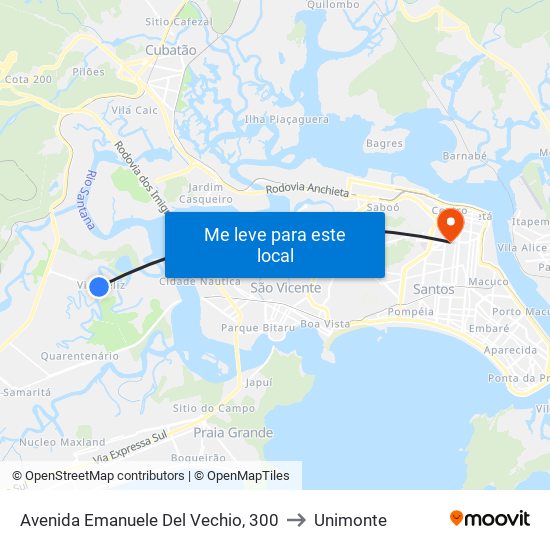 Avenida Emanuele Del Vechio, 300 to Unimonte map