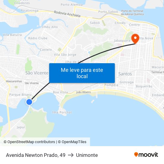 Avenida Newton Prado, 49 to Unimonte map