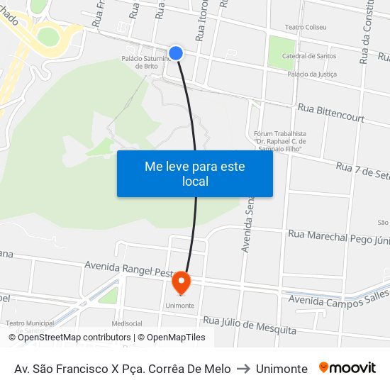 Av. São Francisco X Pça. Corrêa De Melo to Unimonte map