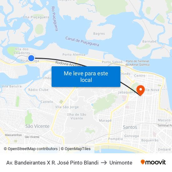 Av. Bandeirantes X R. José Pinto Blandi to Unimonte map