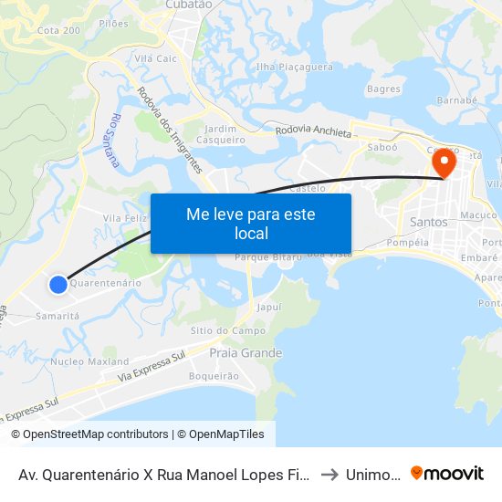 Av. Quarentenário X Rua Manoel Lopes Figueiredo to Unimonte map