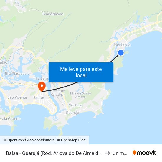 Balsa - Guarujá (Rod. Ariovaldo De Almeida De Viana) to Unimonte map