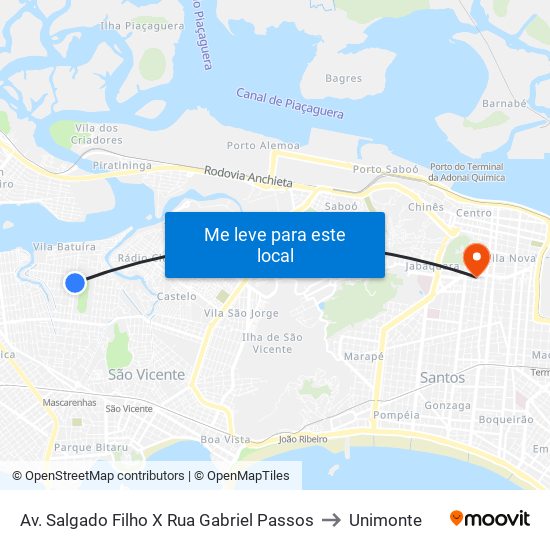 Av. Salgado Filho X Rua Gabriel Passos to Unimonte map