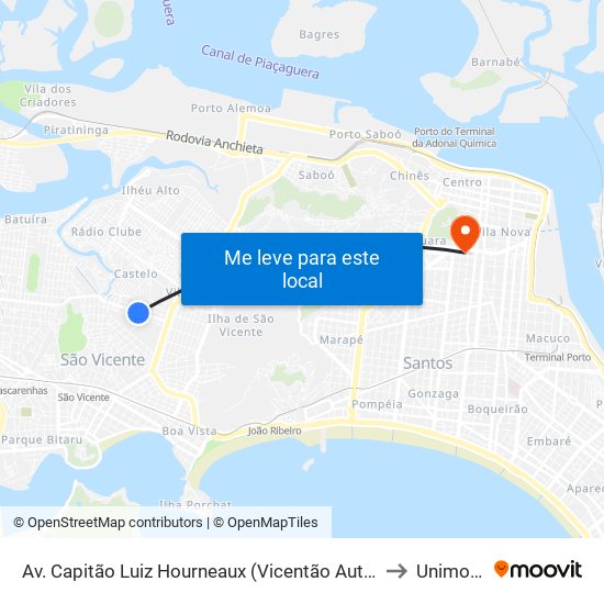 Av. Capitão Luiz Hourneaux (Vicentão Auto Peças) to Unimonte map