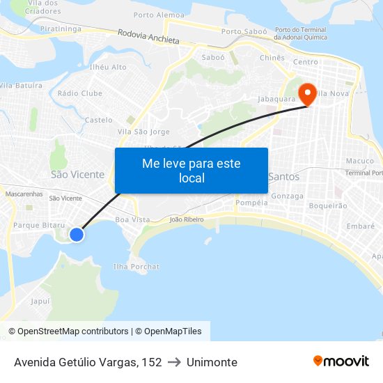 Avenida Getúlio Vargas, 152 to Unimonte map