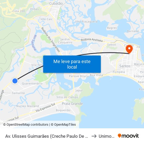 Av. Ulisses Guimarães (Creche Paulo De Souza)' to Unimonte map