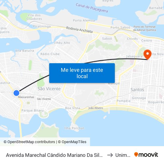 Avenida Marechal Cândido Mariano Da Silva Rondon, 1037 to Unimonte map